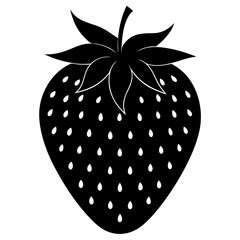 Food strawberry silhouette vector illustrator 