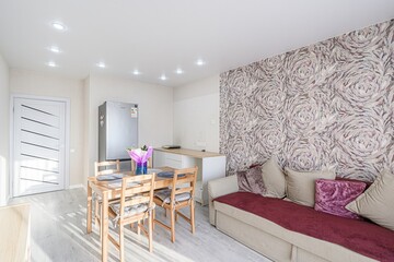 standard interior apartment. living room with sofa