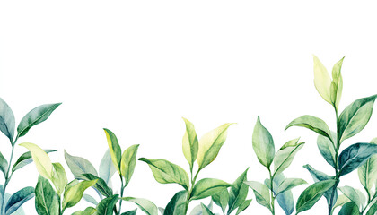 Green leaves of tea plant isolated on white