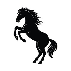 jumping horse front legs lifted vectot silhouette