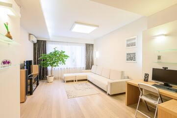 standard interior apartment. living room with sofa