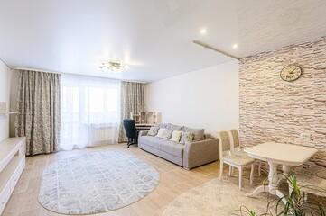 standard interior apartment. living room with sofa