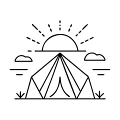 sunrise over a tent icon, sunrise over a tent vector illustration-simple illustration of sunrise over a tent, perfect for sunrise over a tent logos and icons