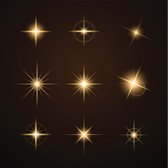 Warm yellow starlight with flare pack vector 