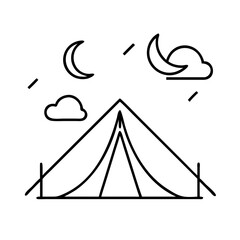 tent icon with a moon icon, tent icon with a moon vector illustration-simple illustration of tent icon with a moon, perfect for tent icon with a moon logos and icons