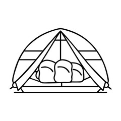 tent with sleeping bags inside icon, tent with sleeping bags inside vecto
