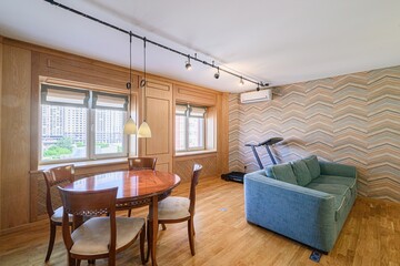 standard interior apartment. living room with sofa