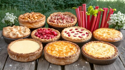 Naklejka premium Assortment of Delicious Homemade Fruit Pies and Tarts