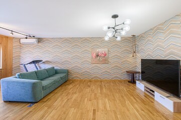standard interior apartment. living room with sofa