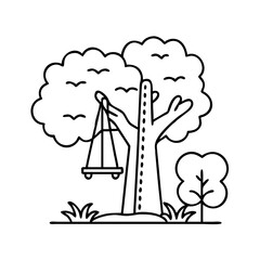 tree swing icon, tree swing vector illustration-simple illustration of tree swing, perfect for tree swing logos and icons