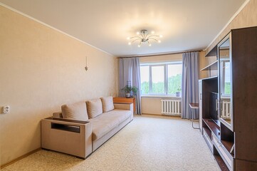 standard interior apartment. living room with sofa