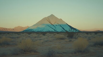 A solitary, dramatic mountain peak in a desert landscape.