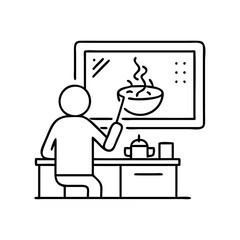 watching a cooking show icon, watching a cooking show vector illustration-simple illustration of watching a cooking show, perfect for watching a cooking show logos and icons