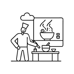 watching a cooking show icon, watching a cooking show vector illustration-simple illustration of watching a cooking show, perfect for watching a cooking show logos and icons