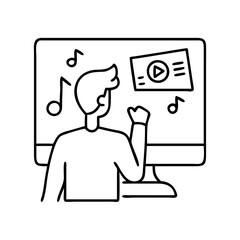 watching a music video icon, watching a music video vector illustration-simple illustration of watching a music video, perfect for watching a music video logos and icons