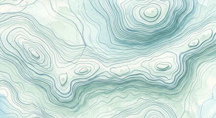Obraz premium Abstract Topographic Map with Organic Contour Lines and Soft Teals