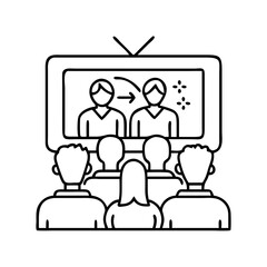 watching reality tv icon, watching reality tv vector illustration-simple illustration of watching reality tv, perfect for watching reality tv logos and icons