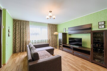 standard interior apartment. living room with sofa