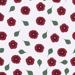 Floral seamless pattern. Flowery surface design of stylized flowers and leaves