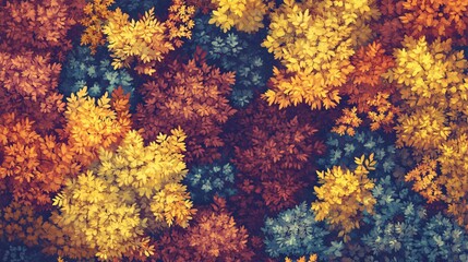 Fototapeta premium Vibrant Aerial View of Autumn Forest