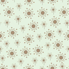 Floral seamless surface pattern of dandelion flowers