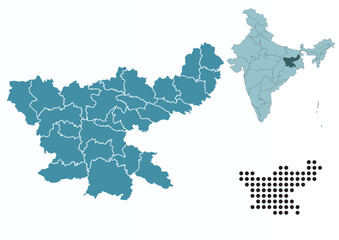 Fototapeta premium Set maps of Jharkhand state