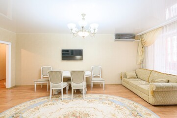 standard interior apartment. living room with sofa