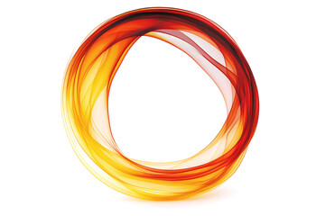 Circle of orange smoke on transparent background. smoke forms round frame. design element. ink. modern style. minimalism