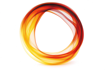 Circle of orange smoke on transparent background. smoke forms round frame. design element. ink. modern style. minimalism