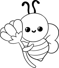 Honey Bee with Flower Outline