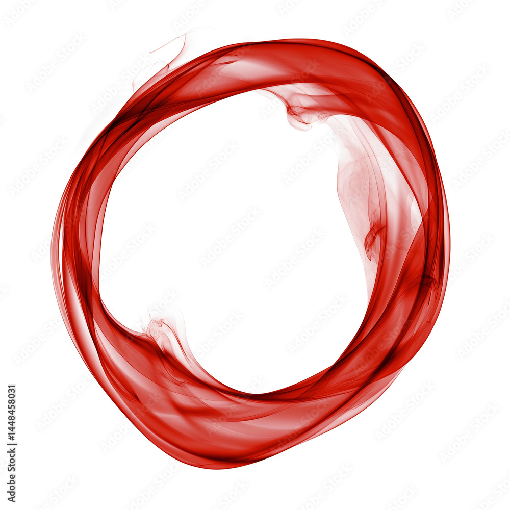 Poster circle of red smoke on transparent background. smoke forms round frame. design element. ink. modern 