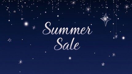 A blue background with a starry sky and the words "Summer Sale" written in gold. The stars are scattered throughout the background, creating a sense of depth and movement