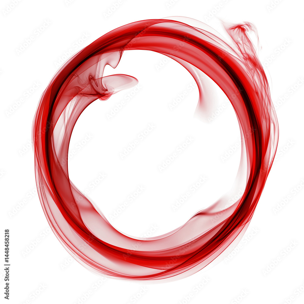 Poster circle of red smoke on transparent background. smoke forms round frame. design element. ink. modern 