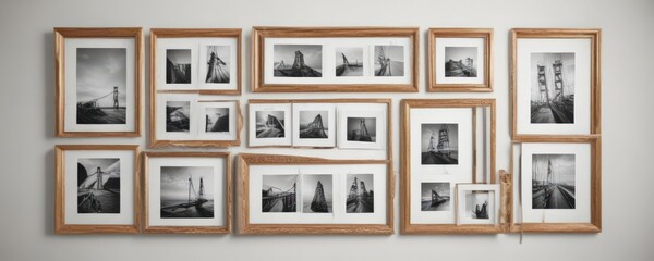 Stylish photo frame gallery wall template  Diverse frame styles & sizes on white ,  gallery wall template,  picture frames,  picture collage