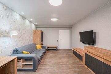 standard interior apartment. living room with sofa