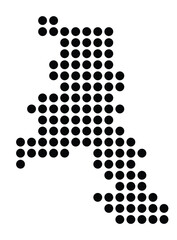 Symbol Map Of the City Altenburg (Germany) showing the city with a pattern of just a few black dots