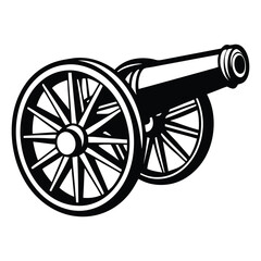 Fototapeta premium Old cannon silhouette Vector illustration