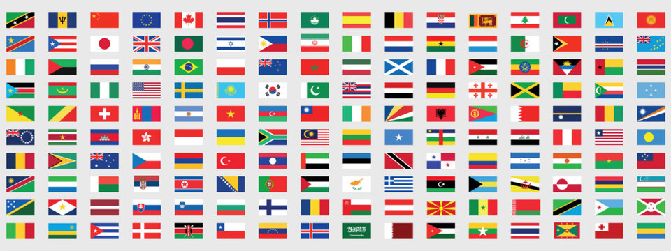 All countries flag set. World flags. National flags set. Flags of countries