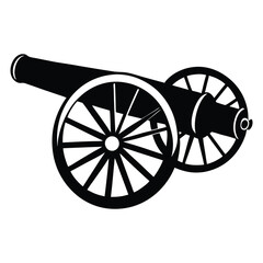 Fototapeta premium Old cannon silhouette Vector illustration