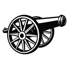 Fototapeta premium Old cannon silhouette Vector illustration