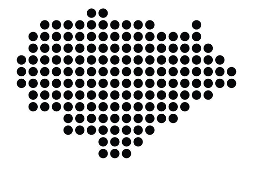 Symbol Map Of the City Bornheim (Germany) showing the city with a pattern of just a few black dots