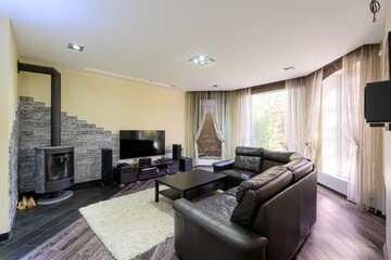 standard interior apartment. living room with sofa