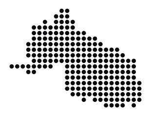 Symbol Map Of the City Geestland (Germany) showing the city with a pattern of just a few black dots