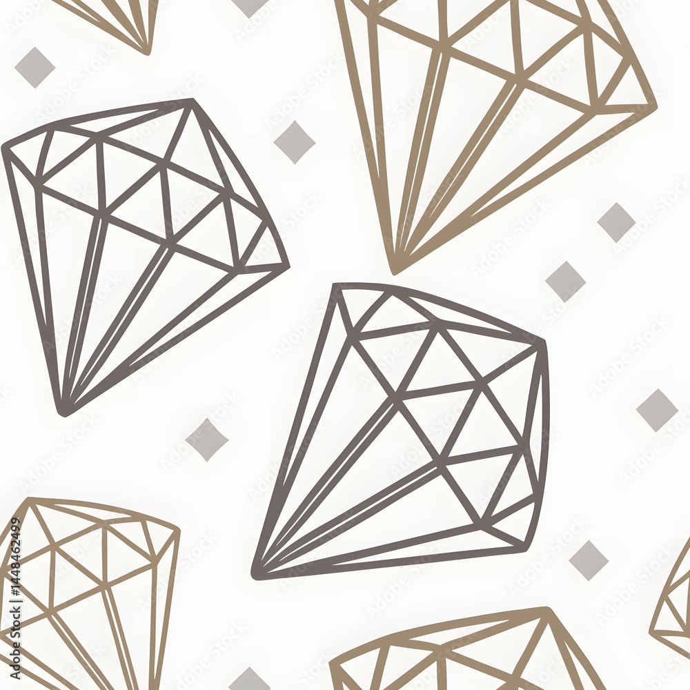 Poster elegant geometric diamond pattern, a captivating design featuring shimmering gray and goldfaceted ge