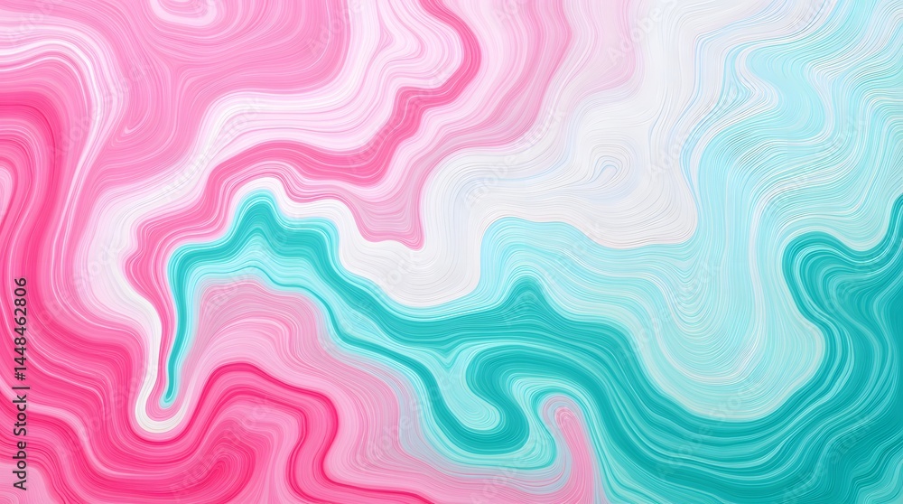 Poster fluid pink and teal abstract art mesmerizing swirls of color dynamic design elegant pastel palette w