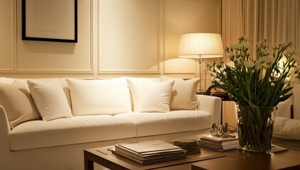 Serene Evening in a Luxurious Living Room