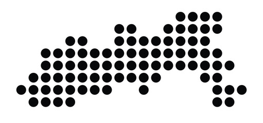 Symbol Map Of the City Hoyerswerda (Germany) showing the city with a pattern of just a few black dots