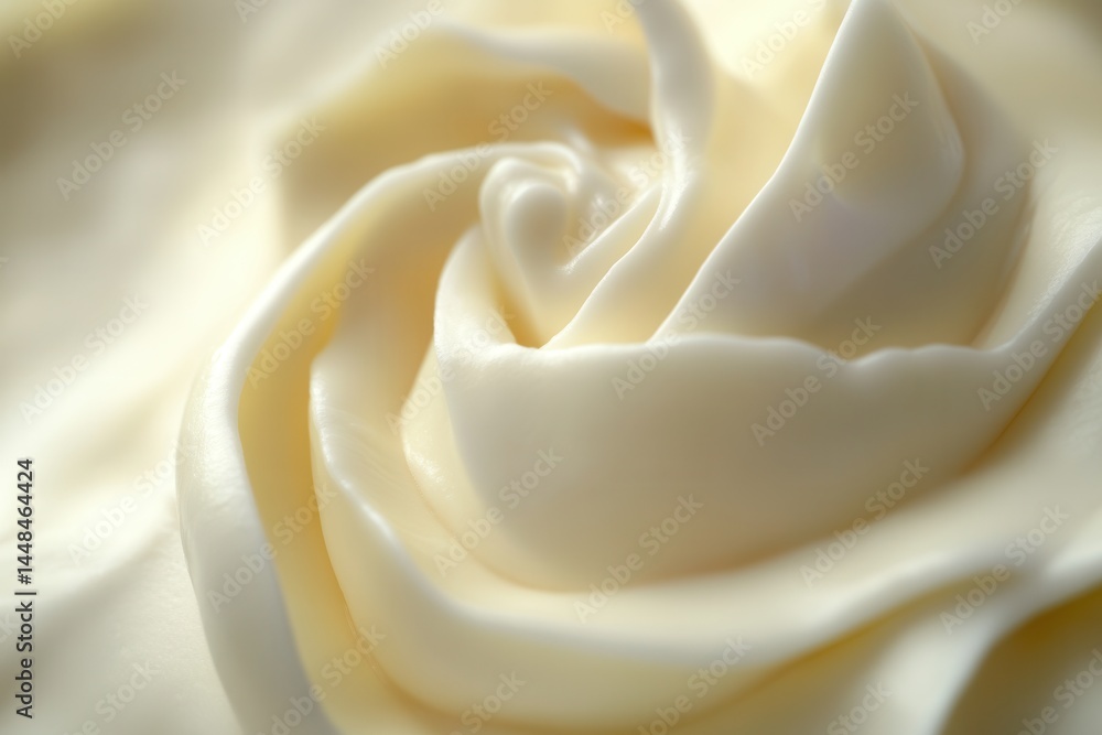 Poster close-up creamy swirl with subtle texture. soft, ivory-colored substance creates a smooth and inviti