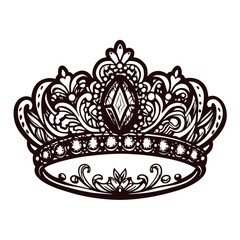 Intricate vintage tiara with elegant floral and gemstone patterns.