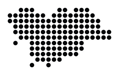 Symbol Map Of the City Neumarkt i.d.OPf. (Germany) showing the city with a pattern of just a few black dots